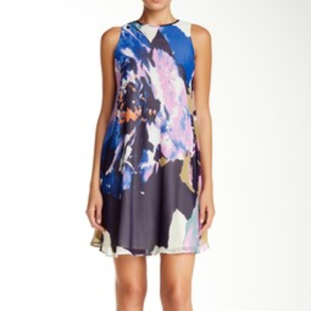 Just... Taylor A-Line Abstract Mini Dress Blue 2